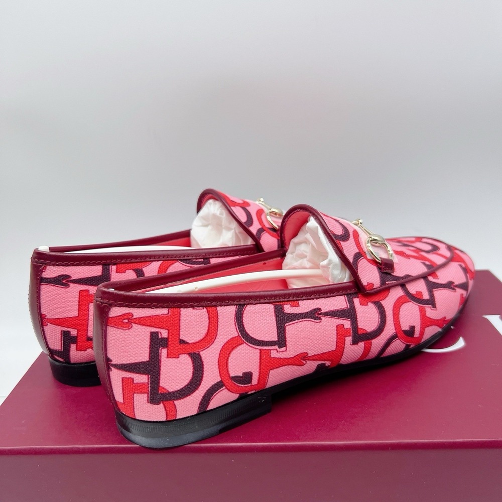 Gucci Jordaan Womens Horsebit Flat Loafer Pink Canvas LOGO EU 39 US 9 $990 - Picture 9 of 15